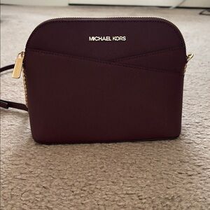 Michael Kors Wine Crossbody Bag with Gold Chain